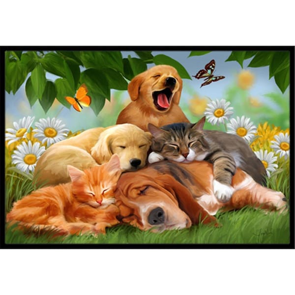 Jensendistributionservices Golden Retriever, Labrador And Basset Hound Sleepy Heads Indoor & Outdoor Mat, 18 x 27 in. MI2556474 - main